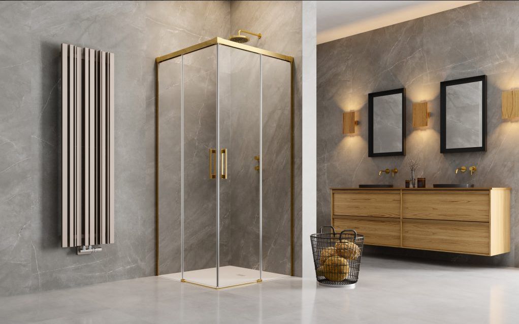 Radaway Idea Gold KDD drzwi prysznicowe 70 cm lewe złoty połysk/szkło przezroczyste 387065-09-01L