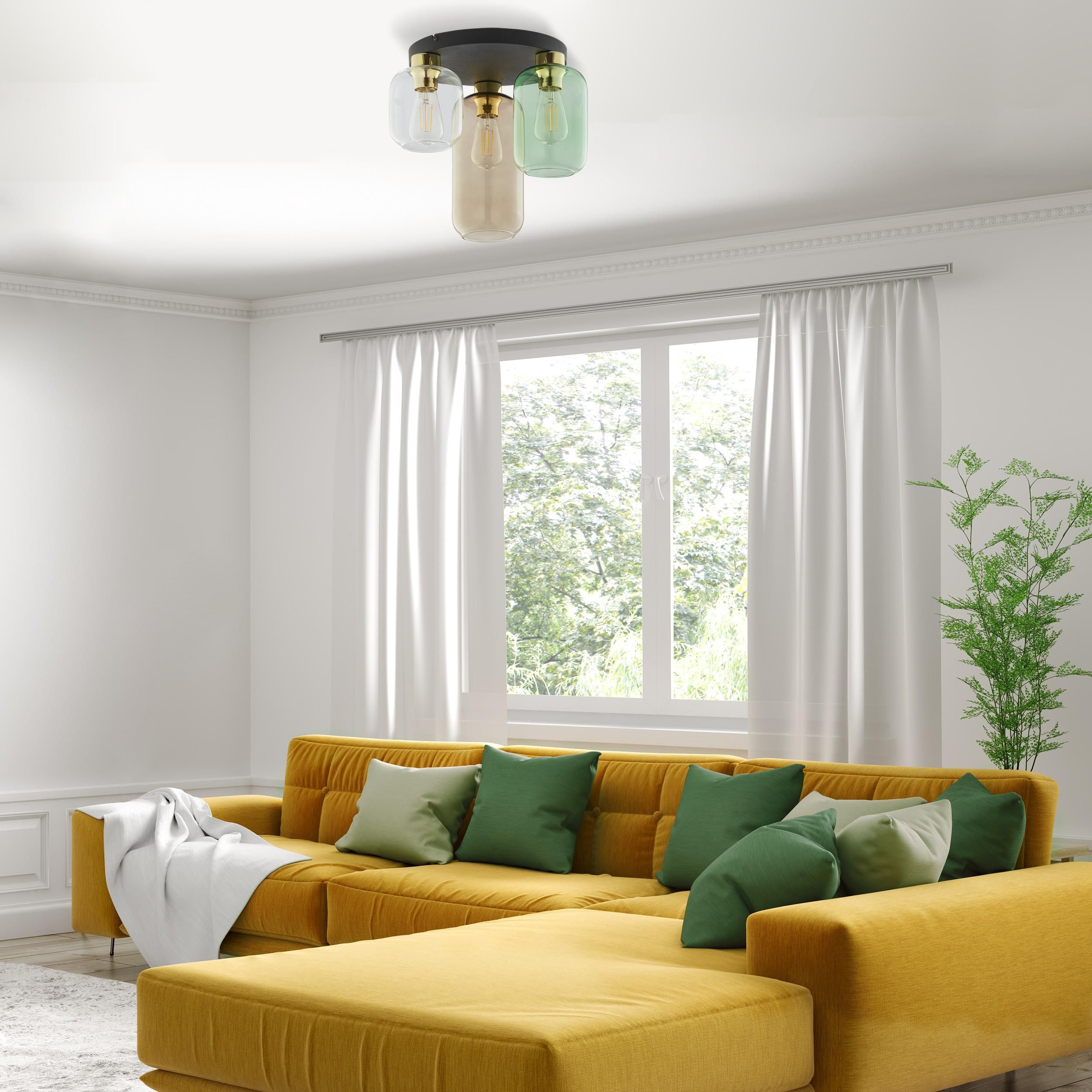 TK Lighting Marco lampa podsufitowa 3x15W czarna/zielona/brązowa 3318