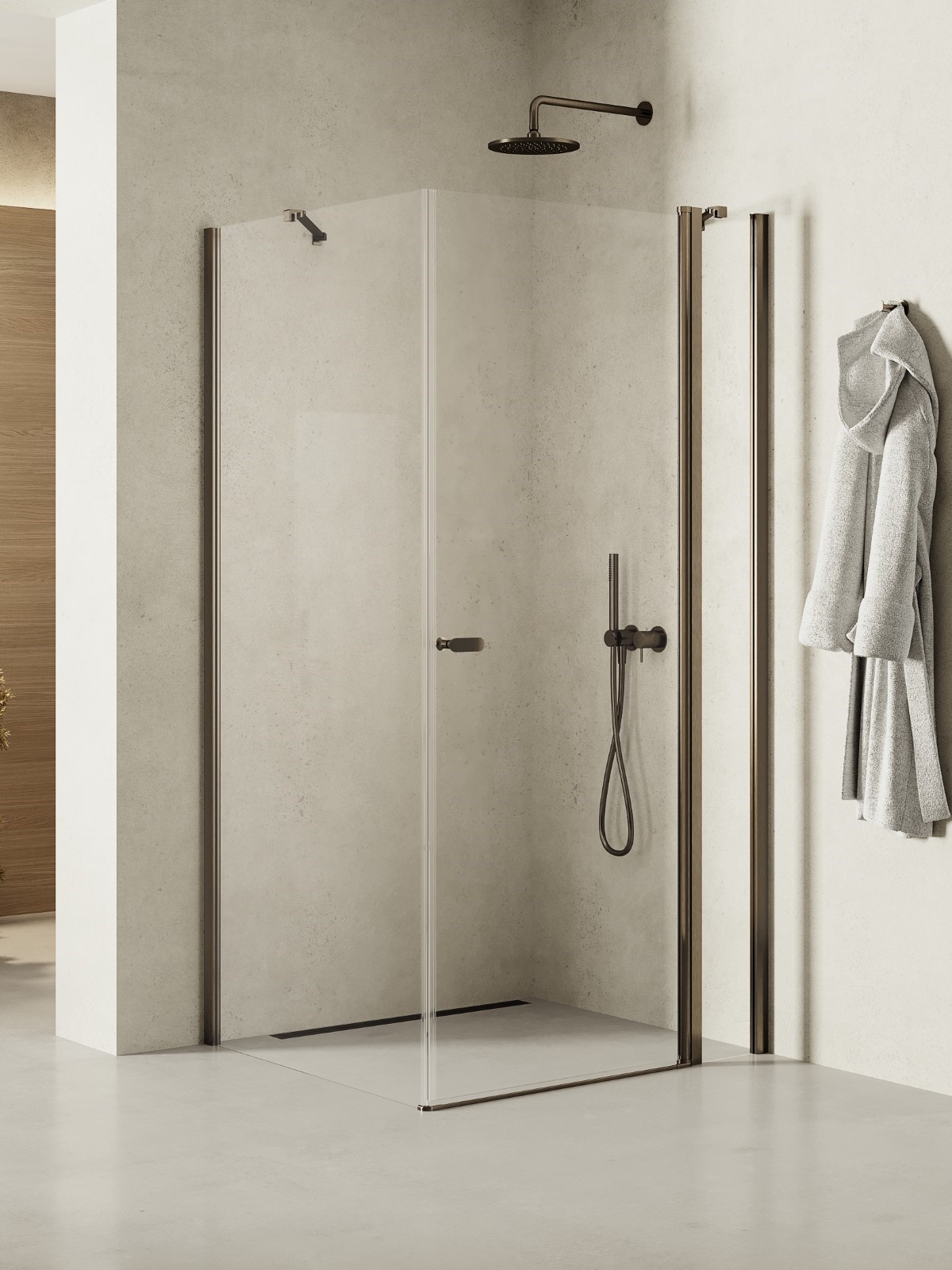 New Trendy New Soleo Gunmetal Brushed kabina prysznicowa 90x80 cm prostokątna grafitowy szczotkowany/szkło przezroczyste K-2150