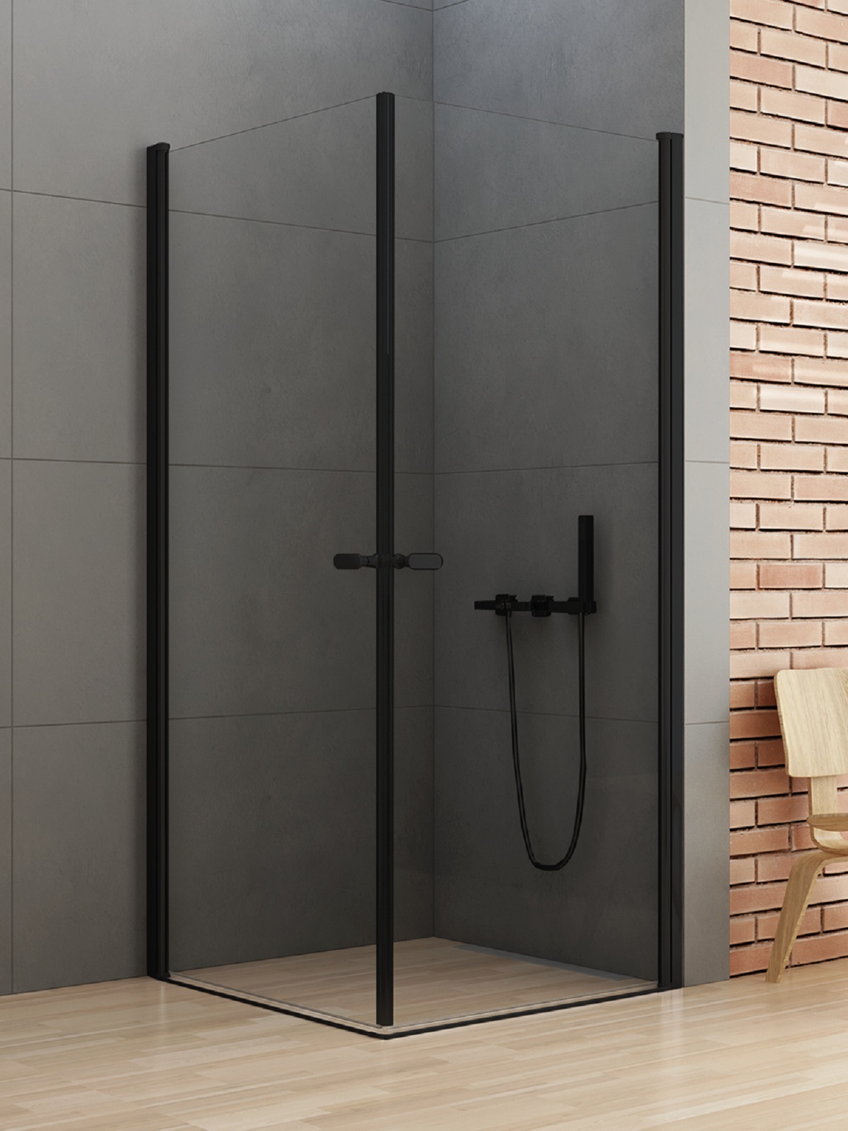 New Trendy New Soleo Black kabina prysznicowa 90x90 cm kwadratowa czarny mat/szkło przezroczyste D-0231A/D-0231A