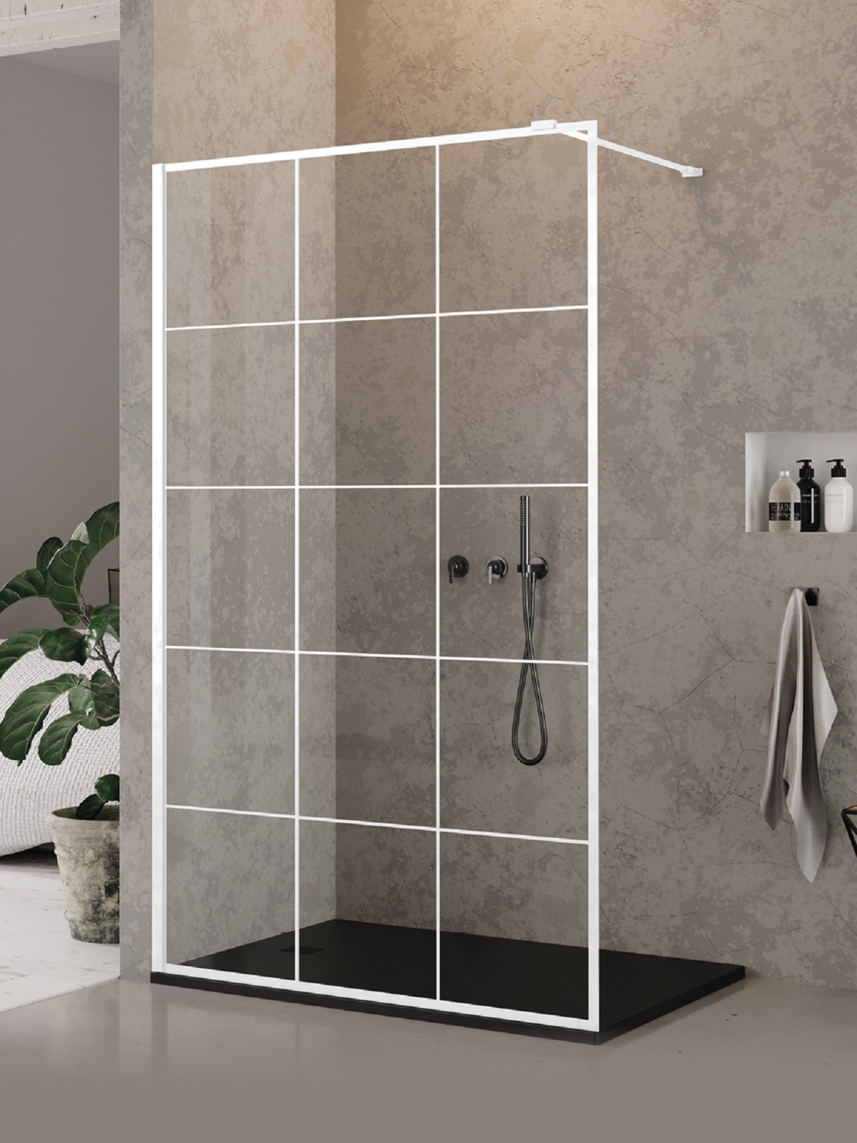 New Trendy New Modus White ścianka prysznicowa walk-in 110 cm biały mat/szkło ze wzorem EXK-2215
