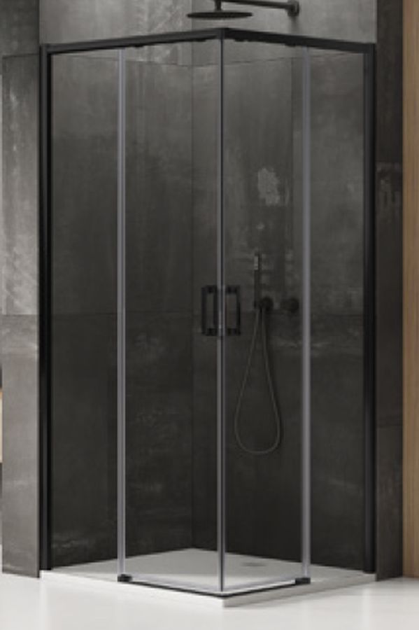 New Trendy Prime kabina prysznicowa 90x100 cm prostokątna czarny mat/szkło przezroczyste D-0314A/D-0317A