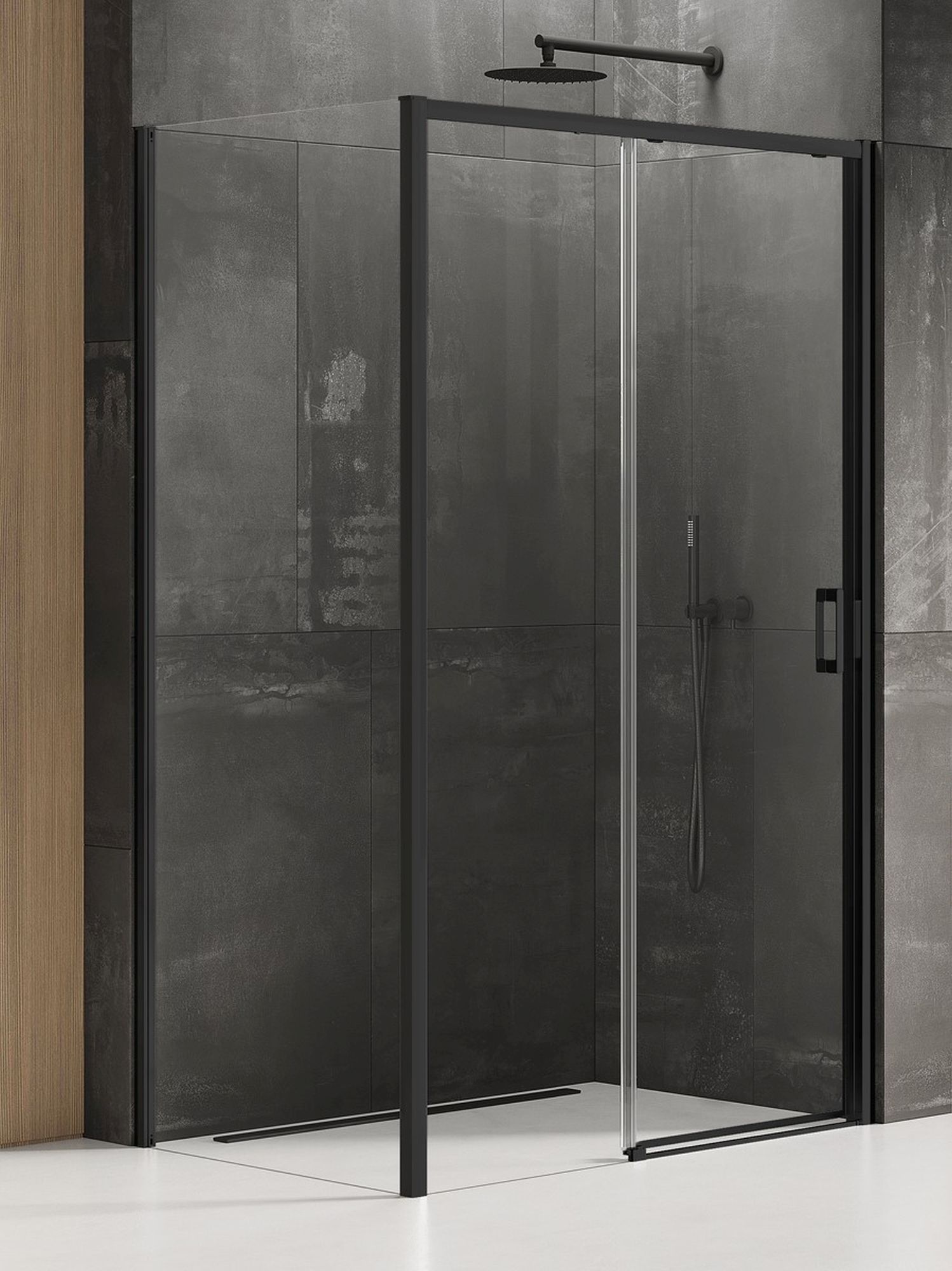 New Trendy Prime Black kabina prysznicowa 140x90 cm prostokątna lewa czarny mat/szkło przezroczyste K-1294