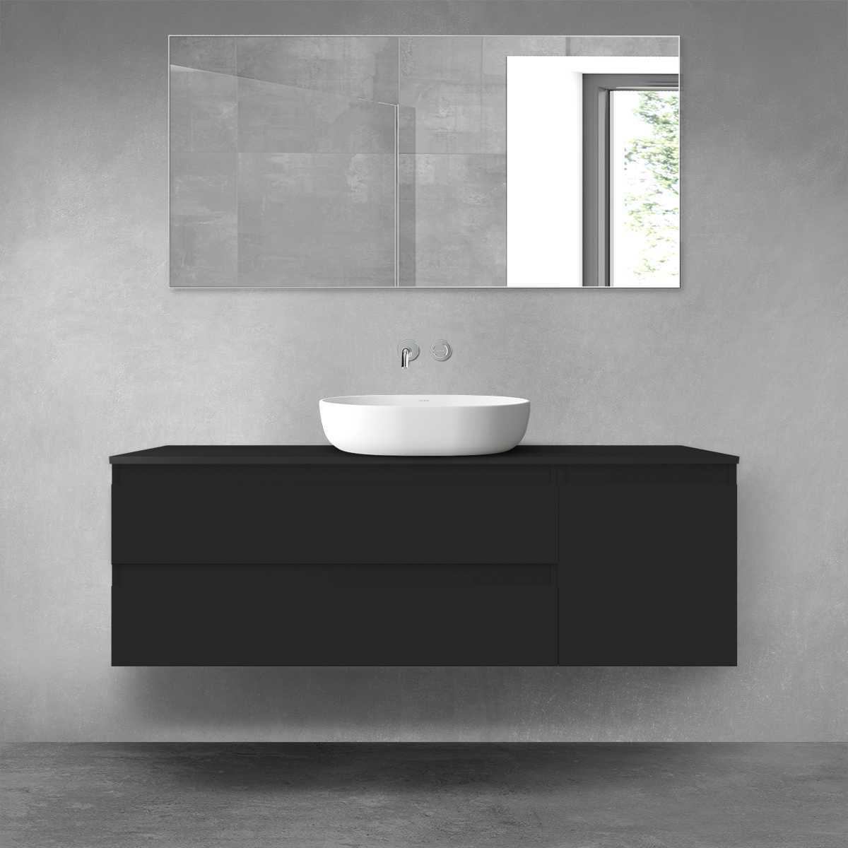 Oltens Vernal zestaw mebli łazienkowych 140 cm z blatem czarny mat 68262300 - Wysyłka w 24h