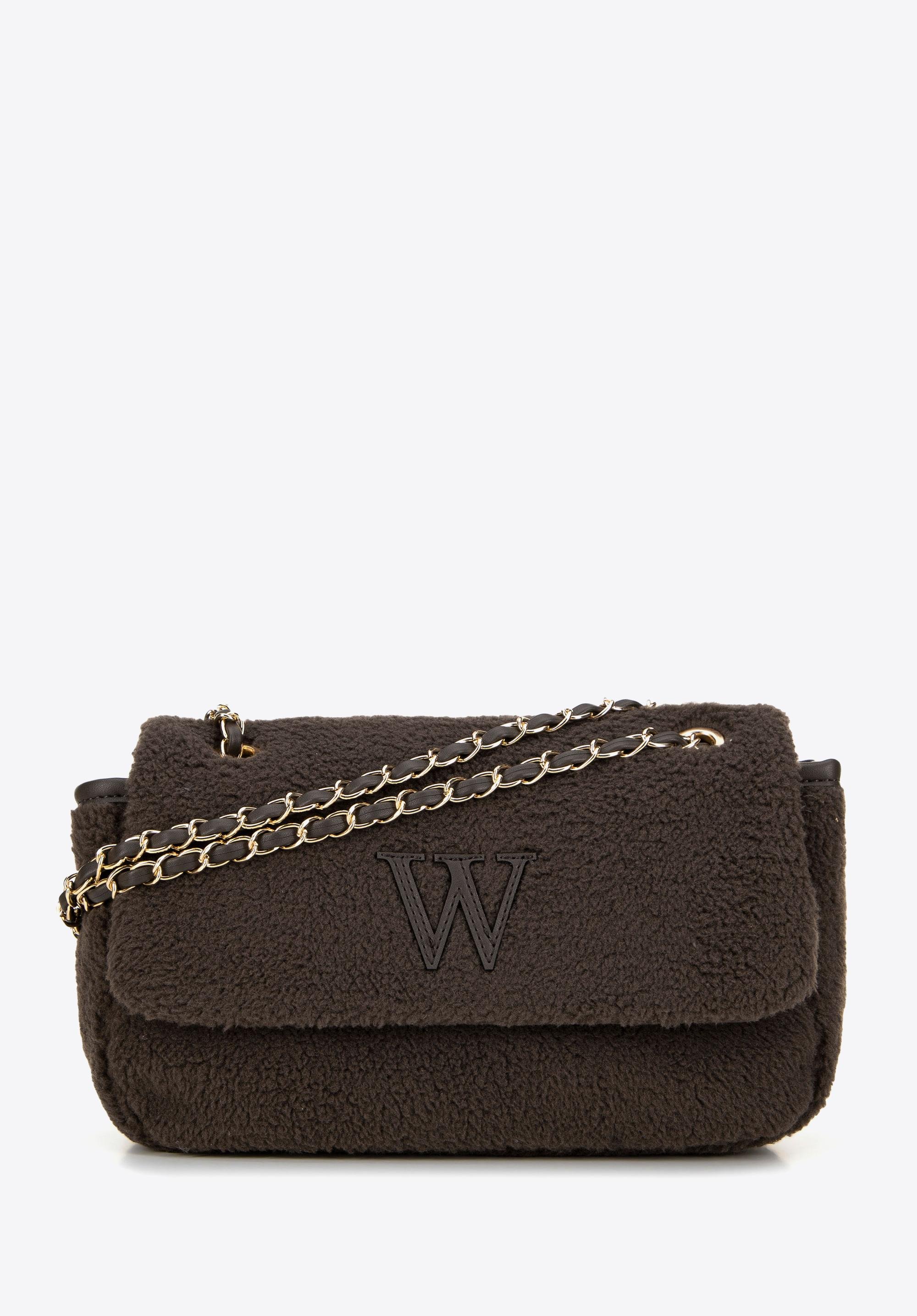 Damska torebka crossbody z futerkiem ciemny brązowy