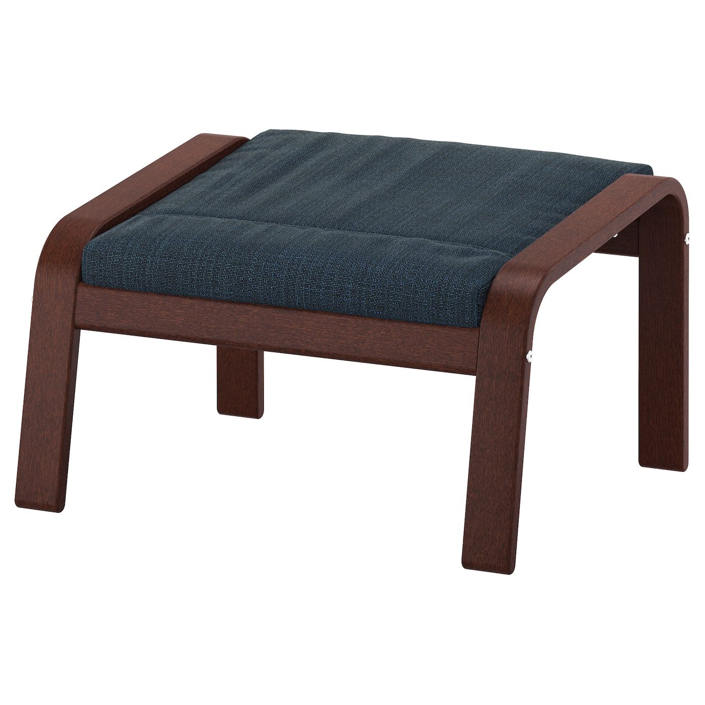 IKEA POÄNG podnóżek, brązowy/Hillared granatowy, Szerokość: 68 cm