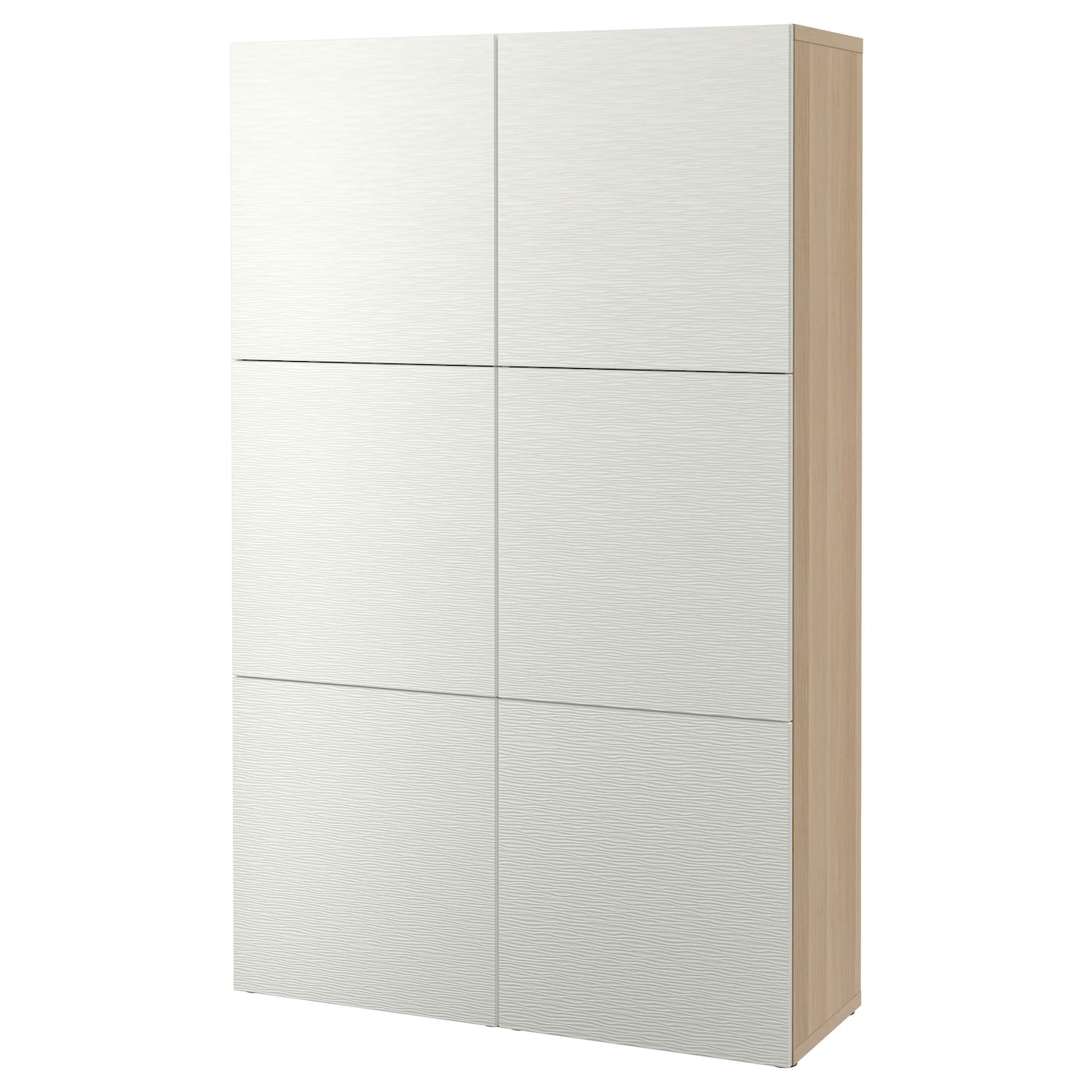 IKEA BESTÅ kombinacja z drzwiami, imitacja dębu bejcowanego na biało/Laxviken biały, 120x42x193 cm