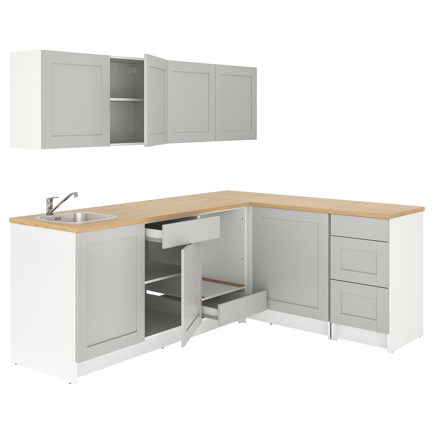 IKEA KNOXHULT kuchnia narożna, szary, 243x164x220 cm