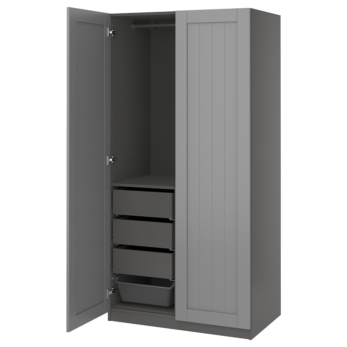 IKEA PAX / GULLABERG kombinacja szafy, ciemnoszary/szary, 100x60x201 cm