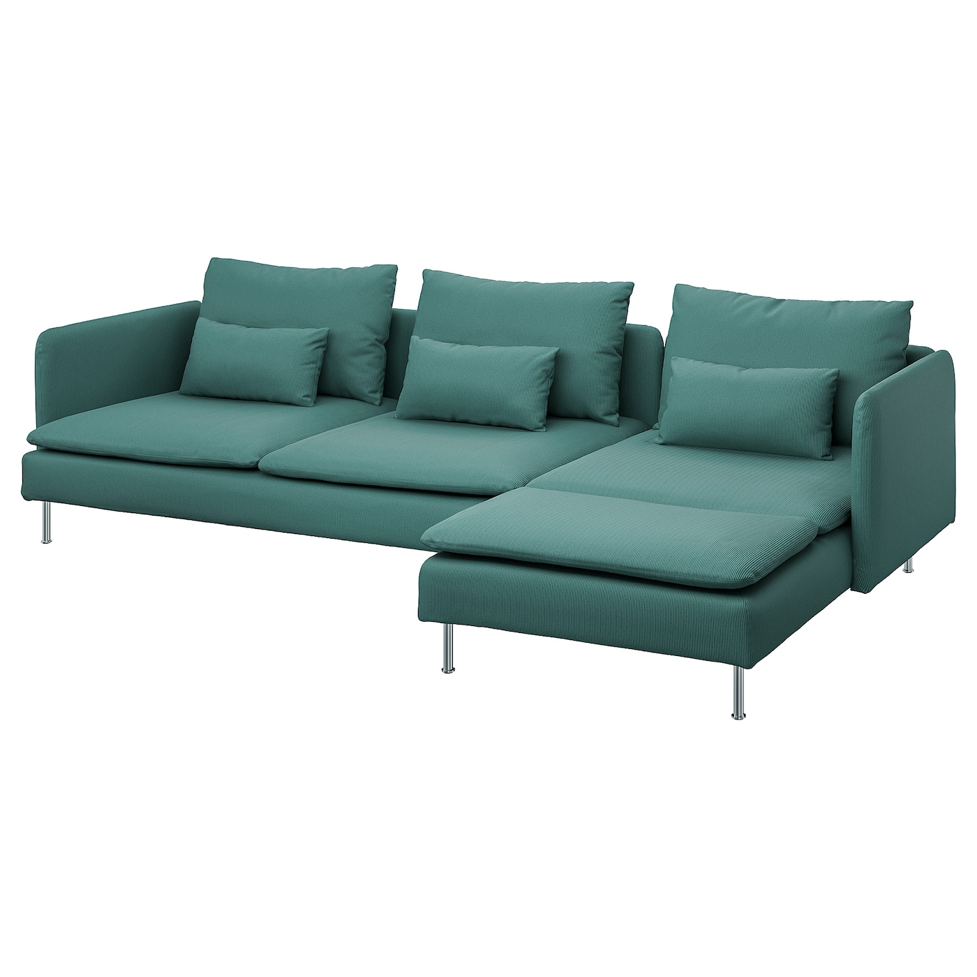 IKEA SÖDERHAMN sofa 4-osobowa z szezlongiem, Kelinge szaroturkusowy, Szerokość: 291 cm