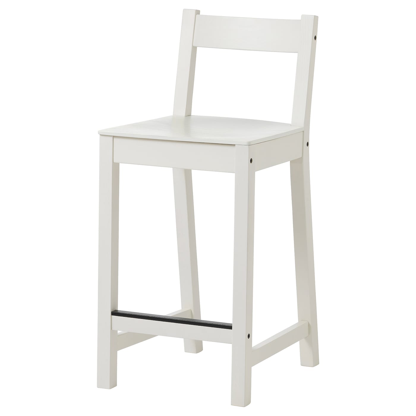 IKEA NORDVIKEN Stołek barowy z oparciem, biały, 62 cm