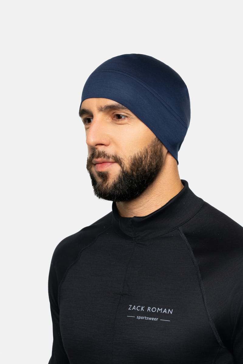 Czapka sportowa z wełny merino, granatowa