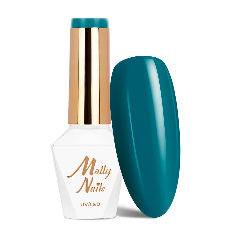 Lakier hybrydowy Molly Nails Blue Sky Green Blue HEMA/Di-HEMA Free 8g Nr 117
