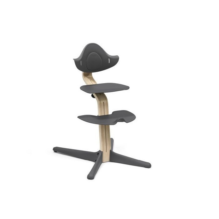 Stokke Nomi + Newborn Set - krzesełko + zestaw dla noworodka-Natural Anthracite-Newborn Set White-Grey Pink