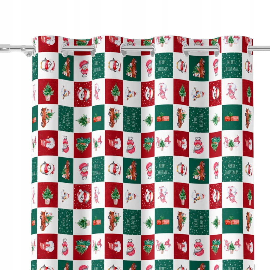 Świąteczna ZASŁONA GOTOWA NA PRZELOTKACH 260X130CM - Idealna do Salonu