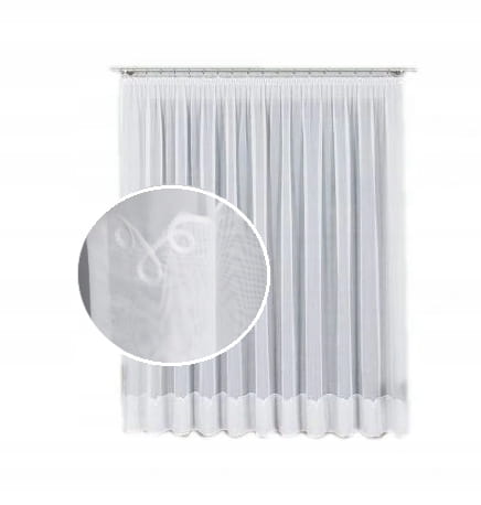 Firana woalowa z haftem 230x200 taśma - elegancka i lekka dla salonu