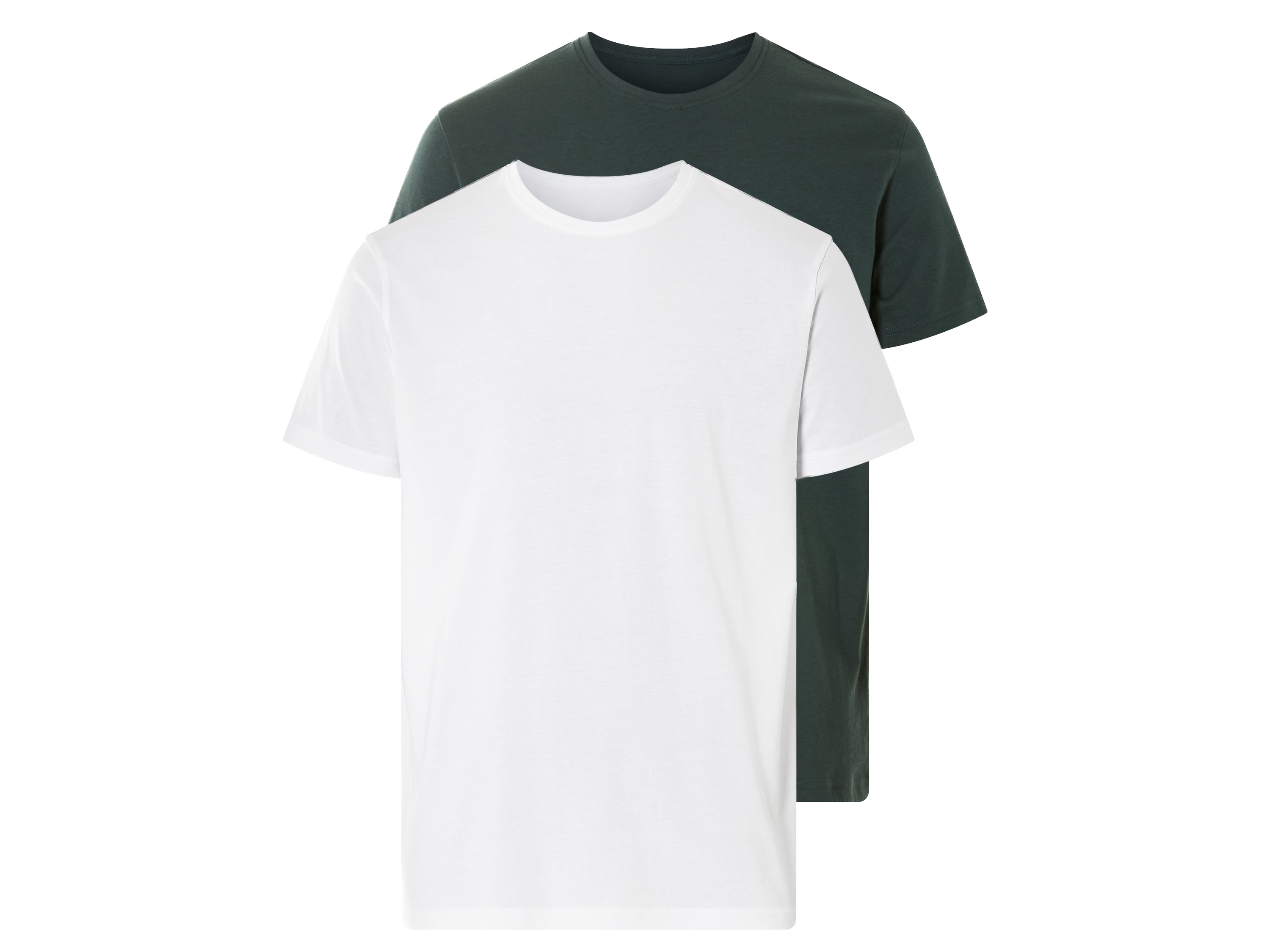 Livergy T-shirty męskie z bawełny organicznej, 2 sztuki L 52/54, ciemnozielony/biały