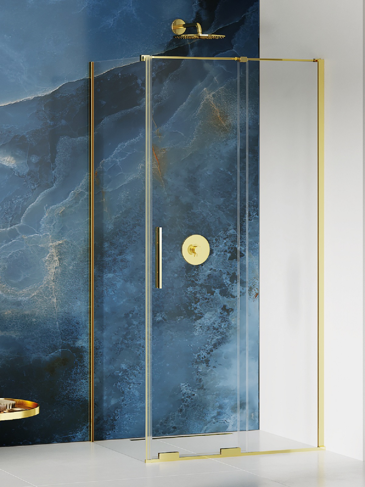 Darmowa Dostawa - Kabina prysznicowa 110x110 cm kwadratowa złoty połysk/szkło przezroczyste New Trendy Smart Light Gold EXK4236