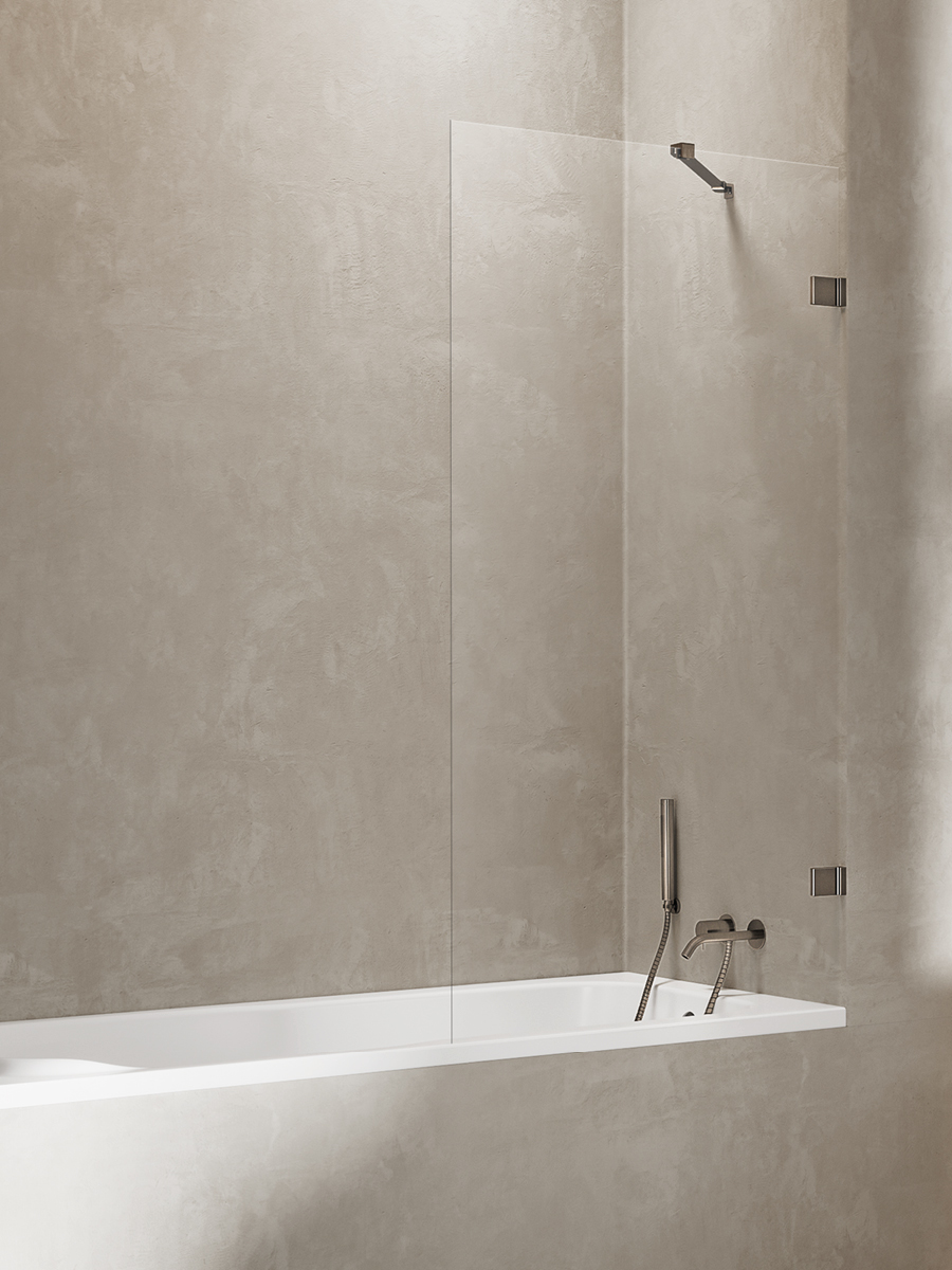Darmowa Dostawa - Parawan nawannowy 50 cm 1-częściowy brąz szczotkowany/szkło przezroczyste New Trendy Avexa Gunmetal Brushed EXK3515WP