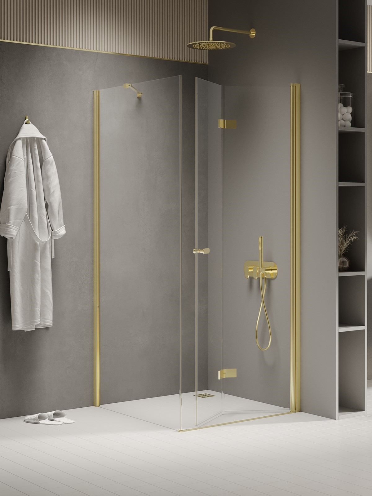 Darmowa Dostawa - Kabina prysznicowa 100x90 cm prostokątna złoty połysk/szkło przezroczyste New Trendy New Soleo Light Gold K1939