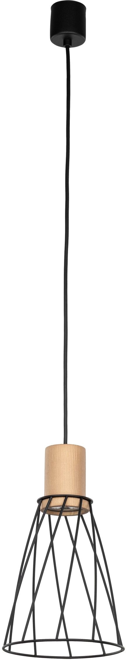 Darmowa Dostawa - Lampa wisząca 1x10 W czarna-drewno TK Lighting Modesto 10155