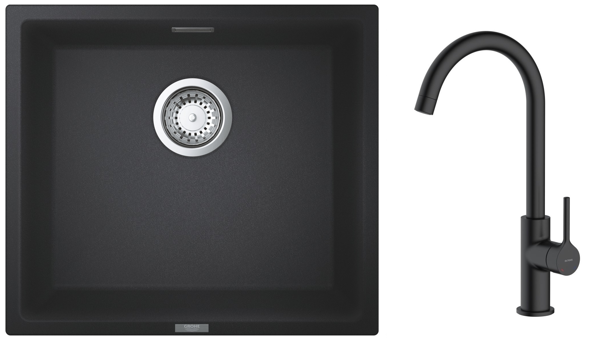 Darmowa Dostawa - Zlewozmywak z baterią czarny / czarny Grohe K700 abset4650