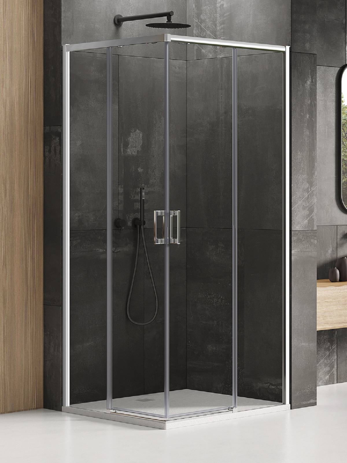 Darmowa Dostawa - Kabina prysznicowa 120x80 cm prostokątna chrom połysk/szkło przezroczyste New Trendy Prime D0302A/D0295A