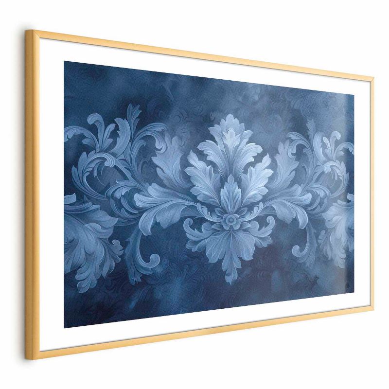Plakat Artgeist Błękitny ornament 60x40 cm z ramą złotą 1 szt