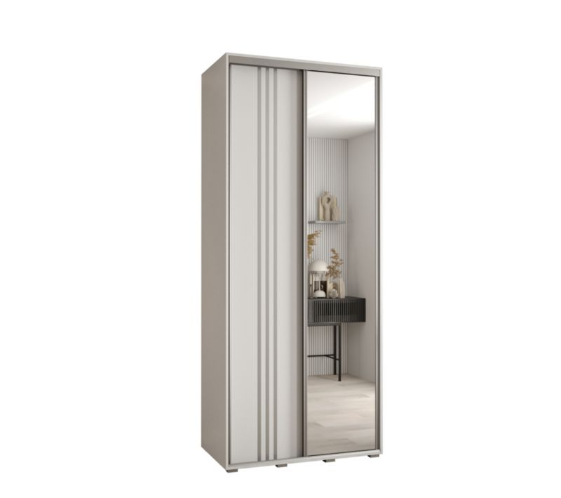 Szafa przesuwna Abiks DAVOS 7 wysoka szer.100cm gł.60cm biały/biały/srebrny 1szt.