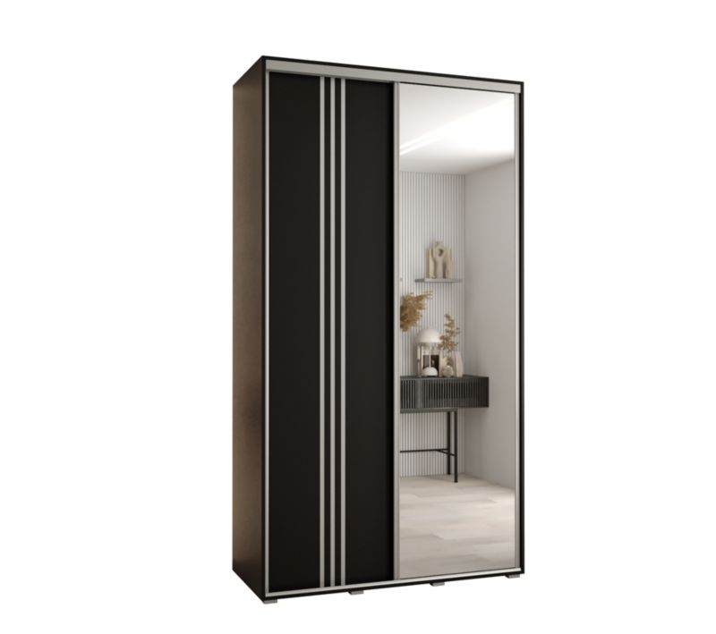 Szafa przesuwna Abiks DAVOS 7 wysoka szer.140cm gł.60cm czarny/czarny/srebrny 1szt.