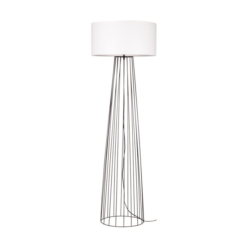 Lampa Podłogowa SPOT Light 1xE27 Max.60W Czarna Metalowa Podstawa z Białym Abażurem, Polski Producent, 1 szt.