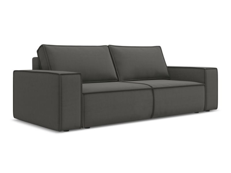 Kanapa 3-osobowa z funkcją spania Makamii Kimo z weluru 255x105 cm stalowy 1 szt.
