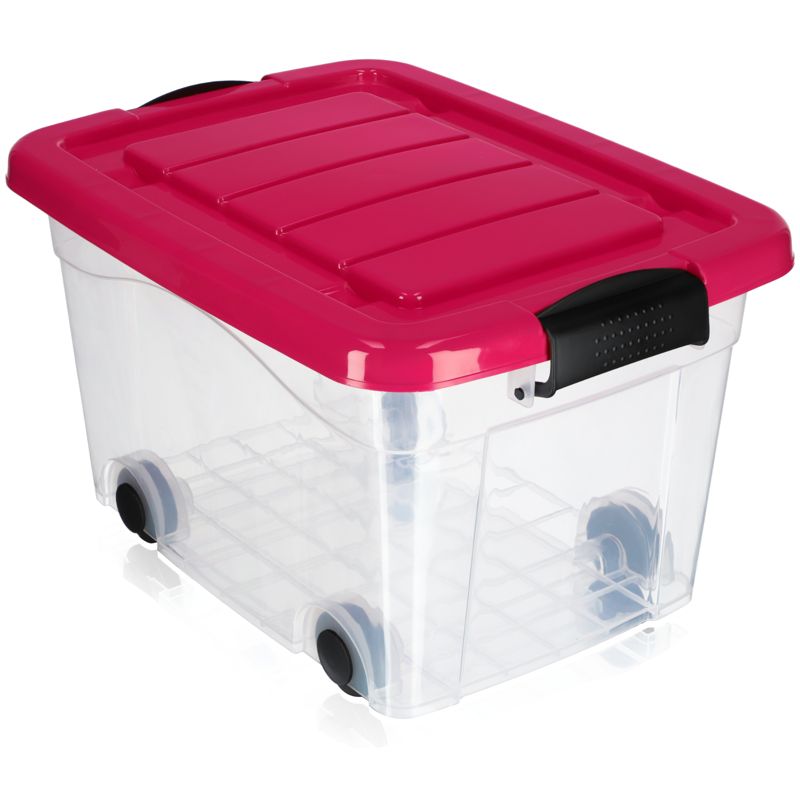 Pojemnik KADAX Pudełko Organizer Zabawki Na Kółkach 20L Różowy 1 szt.