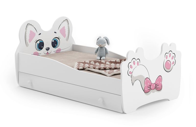 Łożko pojedyncze Kobi Pink Cat 140x70 z szufladą 1 szt.