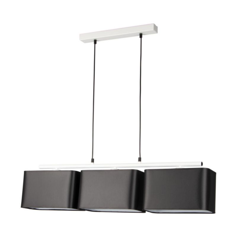 Lampa Wisząca SPOT Light 3xE27 Max.25W Klasyczne Połączenie Bieli z Czarną Tkaniną, Polski Producent, 1 szt.
