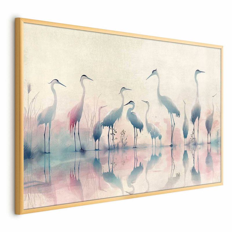 Plakat Artgeist Ptaki nad jeziorem 90x60 cm z ramą złotą 1 szt