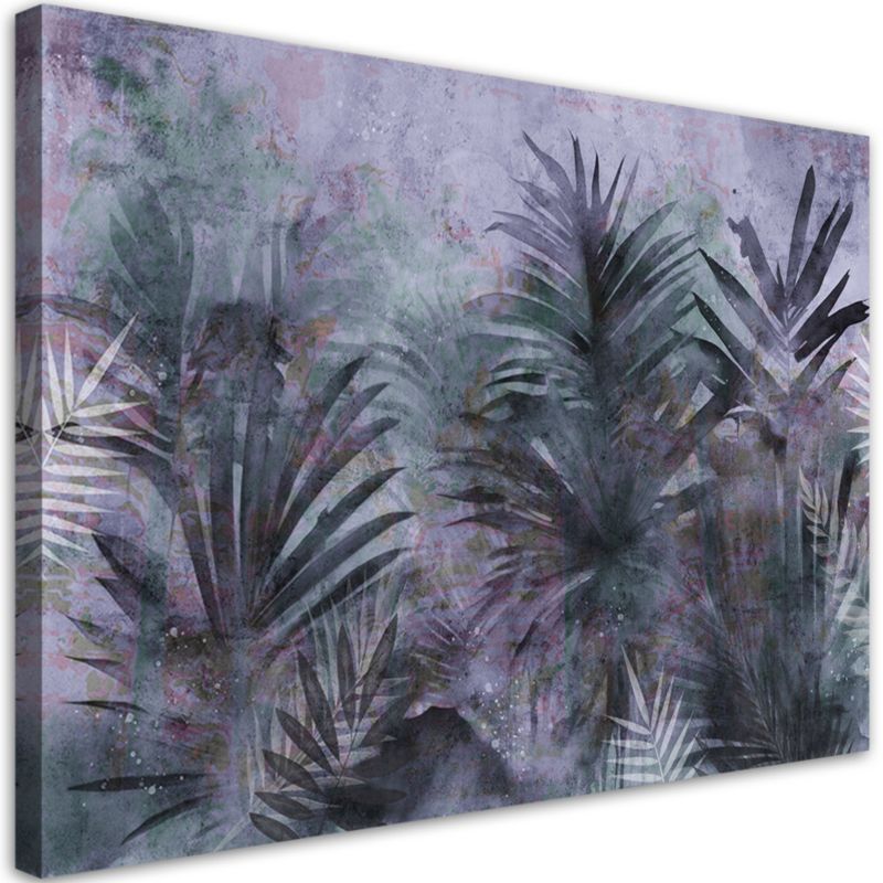 Obraz do salonu sypialni Feeby Tropikalne Liście Palmy Fioletowe 100x70 cm 1szt