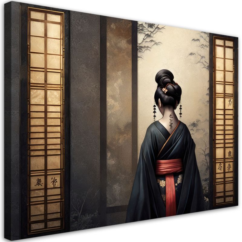 Obraz do sypialni salonu Feeby Kimono Gejsza Glamour 100x70 cm 1szt