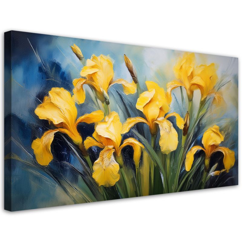 Obraz na płótnie Feeby 120x60cm Kwiaty Irysy Żółte 1 szt.