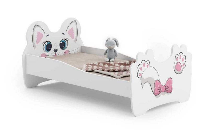 Łożko pojedyncze Kobi Pink Cat 140x70 z materacem 1 szt.
