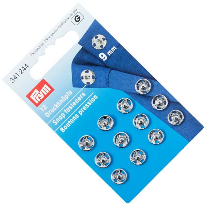 zatrzaski metalowe srebrne średnica 9mm 12szt PRYM 341244 .