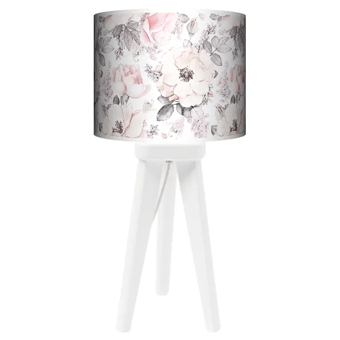Lampa Trójnóg mała Szare kwiaty kolor podstawy do wyboru FL - biały