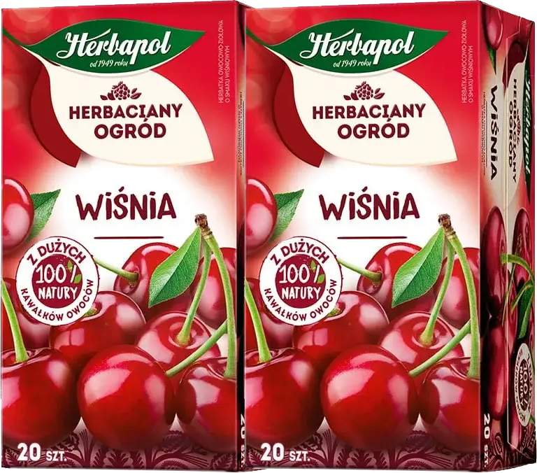 2x Herbata owocowa w torebkach Herbapol Herbaciany Ogród wiśnia, 20 sztuk x 2.7g