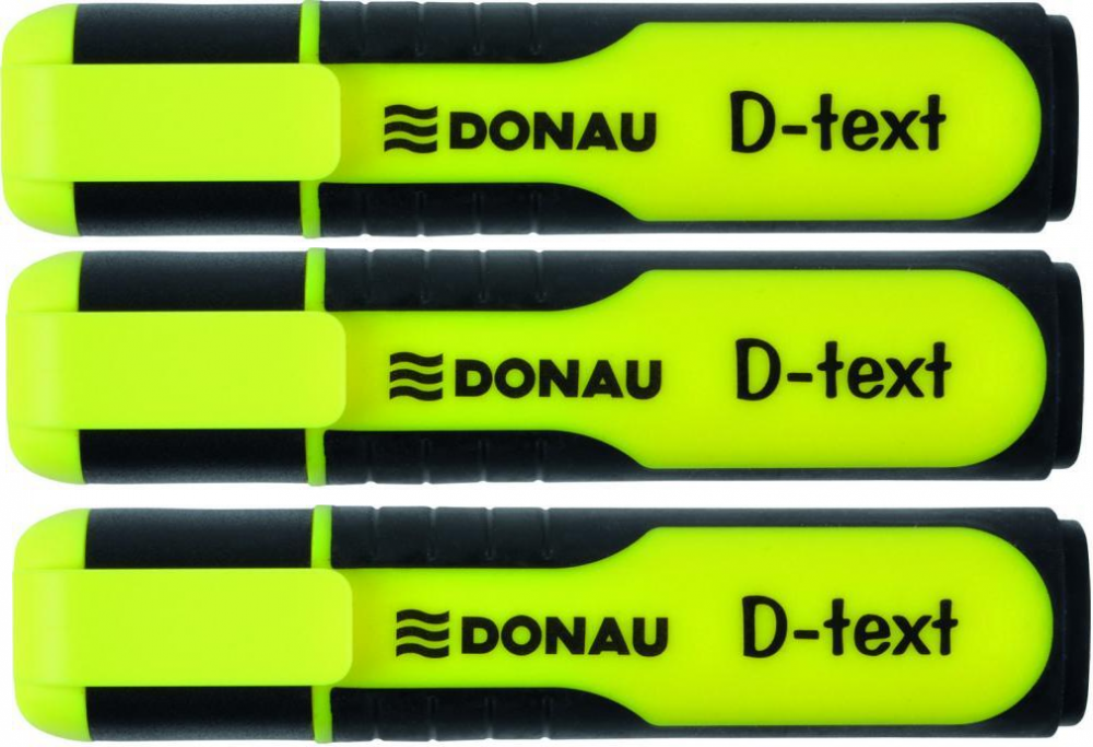 3x zakreślacz fluorescencyjny Donau, D-Text, ścięta, żółty