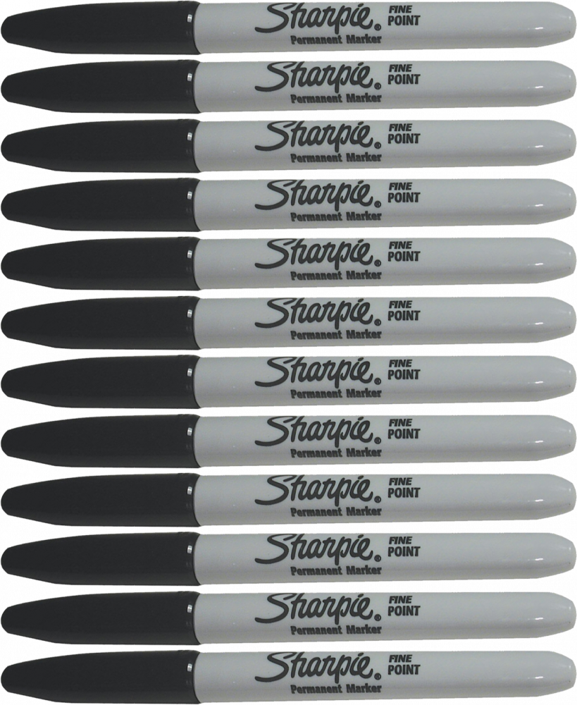 12x marker permanentny Sharpie Fine, okrągła, 1mm, czarny