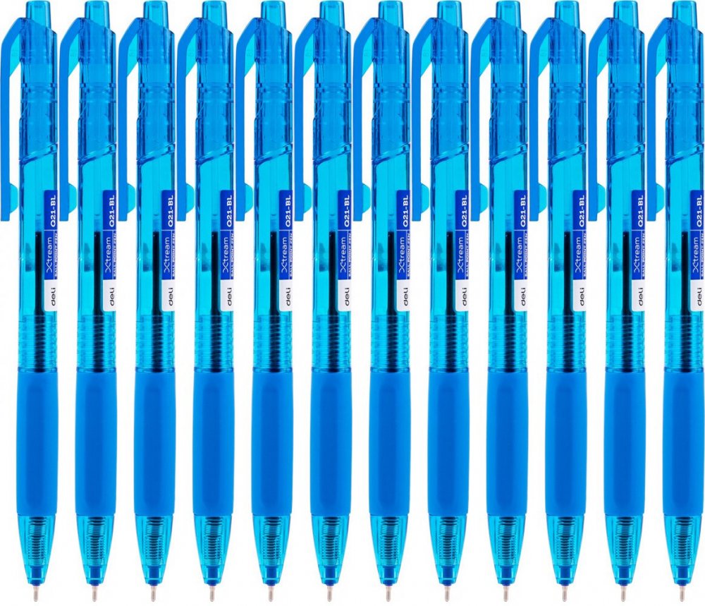 12x Długopis Deli Xtream, automatyczny, 0.7mm, niebieski