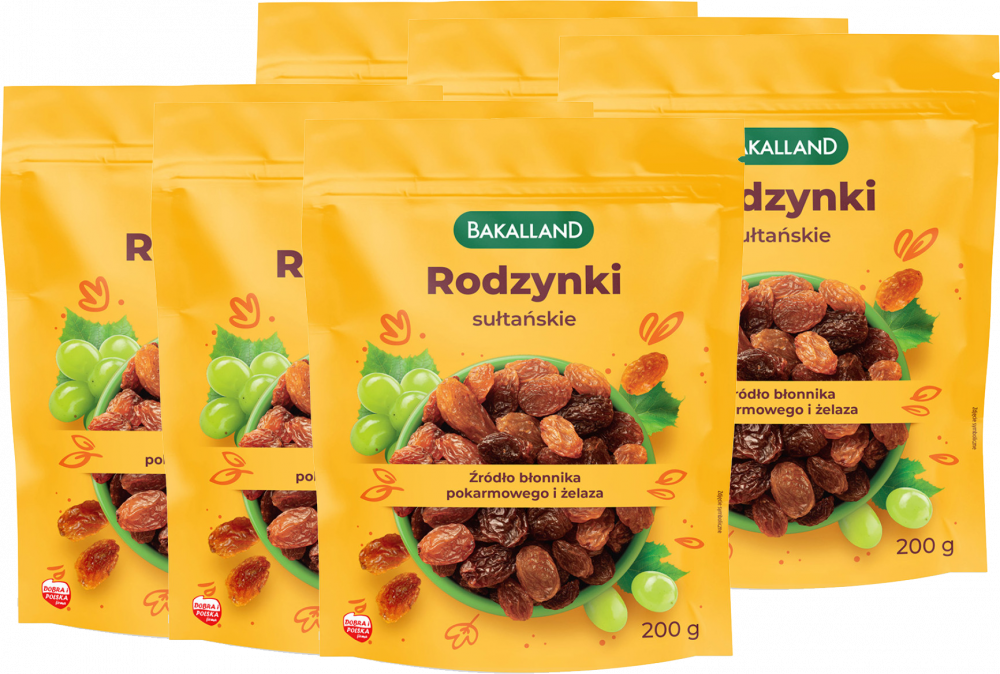 6x Rodzynki sułtańskie Bakalland, 200g