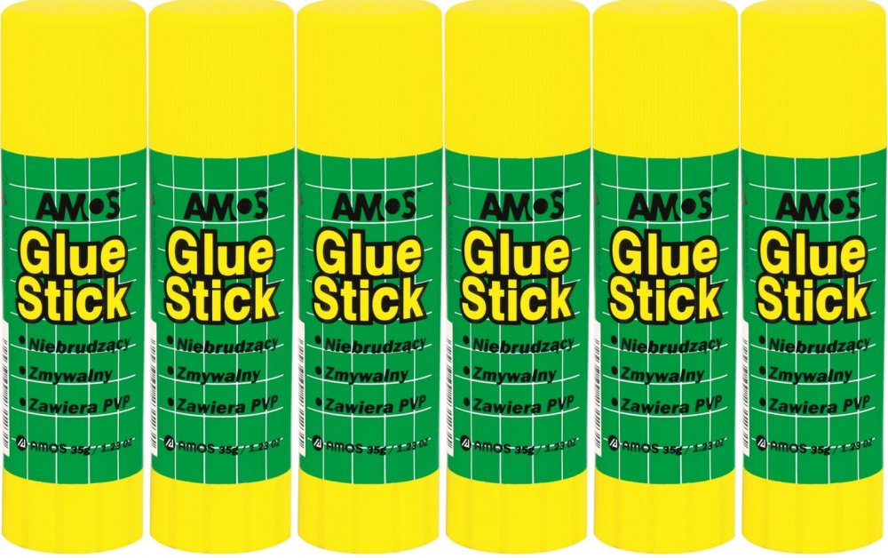 6x Klej biurowy Amos, w sztyfcie, 35g