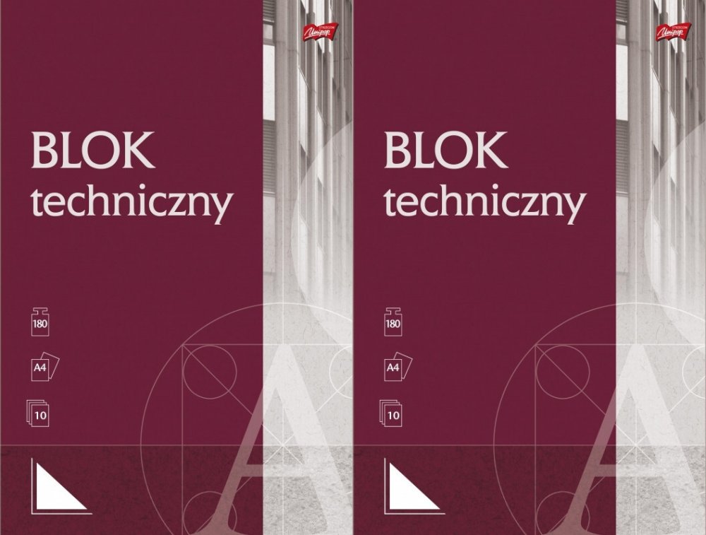 2x Blok techniczny Unipap, A4, 10 kartek, biały