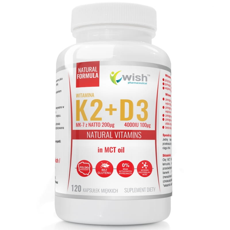 Witamina K2MK7-200+D3-4000 MCT 120kaps. Wish